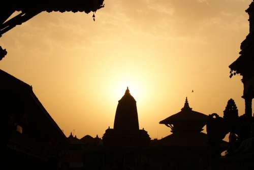 Nepal Kathmandu Evening Temple Sunset