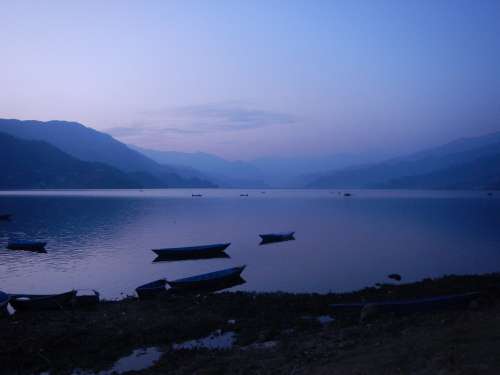 Nepal Pokhara Peace Calm Lake Blue Boat Quiet