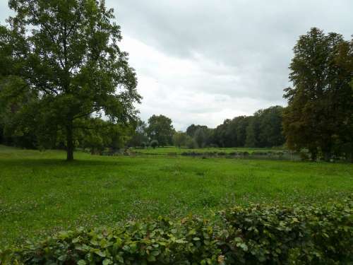 Netherlands Landscape Scenic Sky Clouds Grass