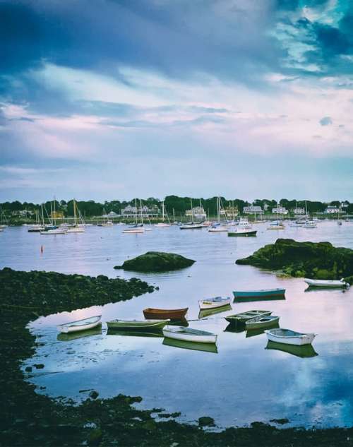 New England Harbor Bay Water Ships Boats
