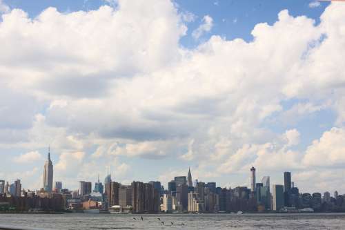New York Skyline Waterfront Urban Manhattan City