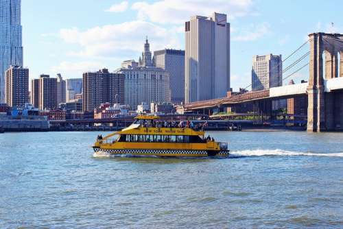 New York Water Taxi Boat Water City Manhattan