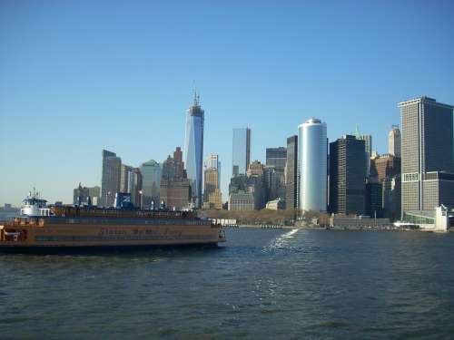 New York City Skyline Staten Island Ferry City