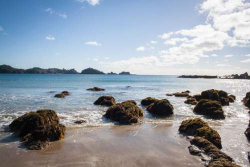 New Zealand Pacific Beach Sea Water Sand Sky