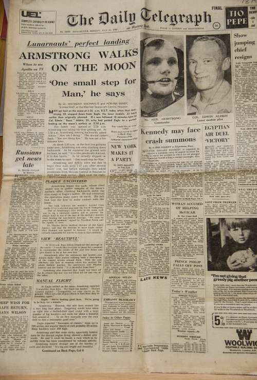 Newspaper Historic First Moon Landing Armstrong