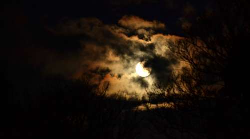 Night Full Moon Light Dark Dramatic Dusk