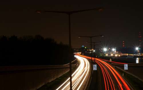 Night Night Active Highway Lights At Night Traffic