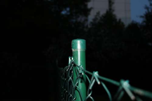 Night Dark Green Fence Wire Mesh Fence Macro