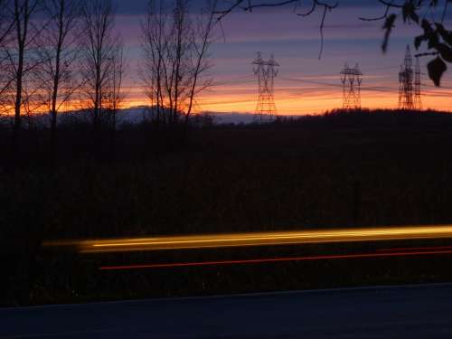 Night Movement Lighthouse Light Pylon Sunset Sky