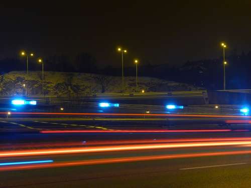 Night Evening Light Trails Road Highway Street