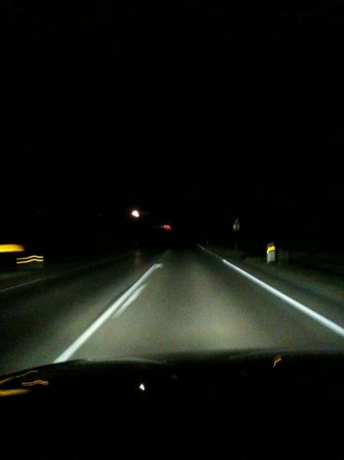 Night Drive Highway Darkness