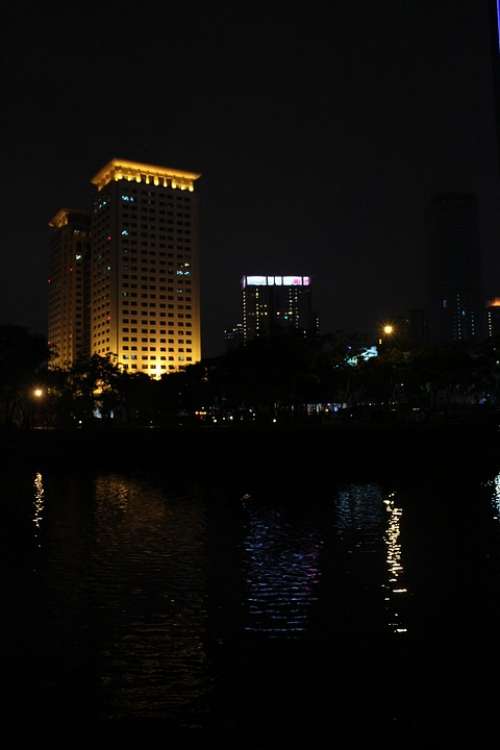 Night View Construction Reflection