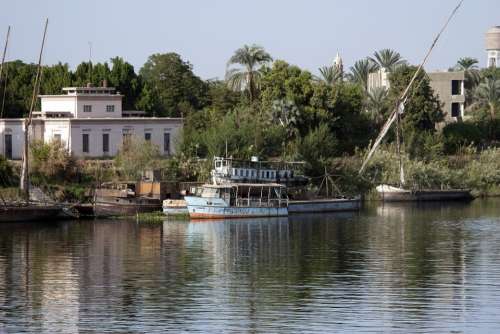 Nile Egypt Felucca River Disused Boats Derelict