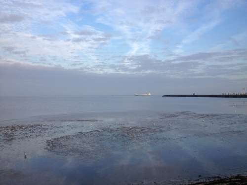 North Sea Atmosphere Sky Mirroring Blautöne Vision