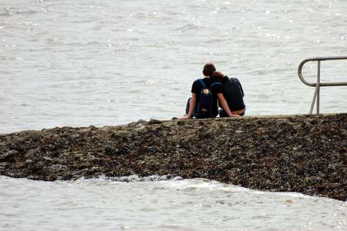 North Sea Water Beach Couple Romantic Personal