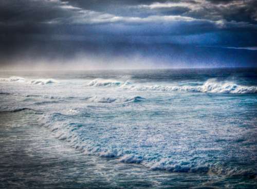 Northern Maui Hawaii Beach Storm Waves Clouds