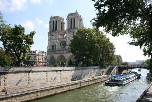 Notre Dame Paris Seine River Boat