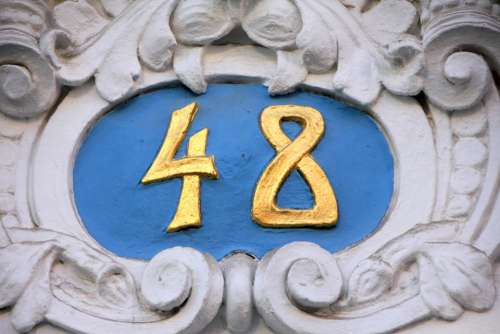 Number Pay House Number 48 Forty Eight Blue Gold