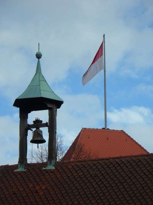 Nuremberg Imperial Castle Flag Roof Roofs Bell
