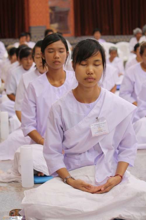 Observe Religious Precepts Rite In Thai Meditation