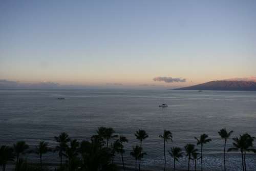 Ocean Sunrise Sea Water Beach Hawaii Horizon