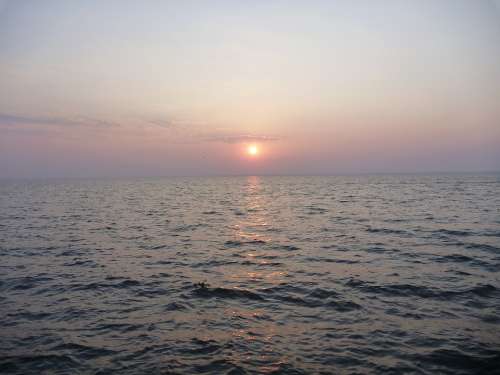 Ocean Sunset Sea Calm Dusk Waves