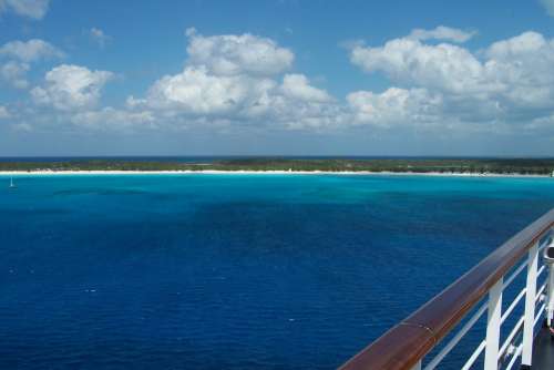 Ocean Cruise Ship Blue Sky Cruise Tourism Travel