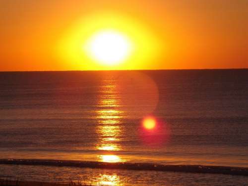 Ocean Sunrise Sea Water Beach Sun Sunshine Waves