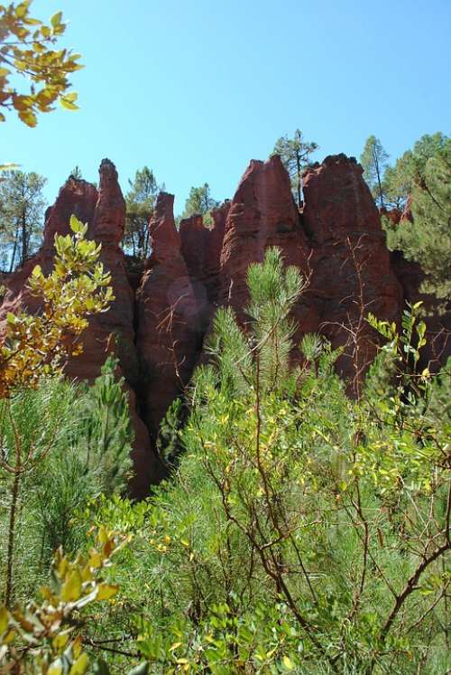 Ocher Rock Red Ochre Roussillon Nature France