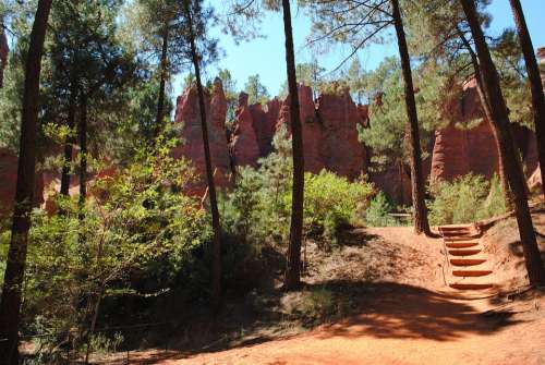 Ocher Rock Red Ochre Roussillon Nature France