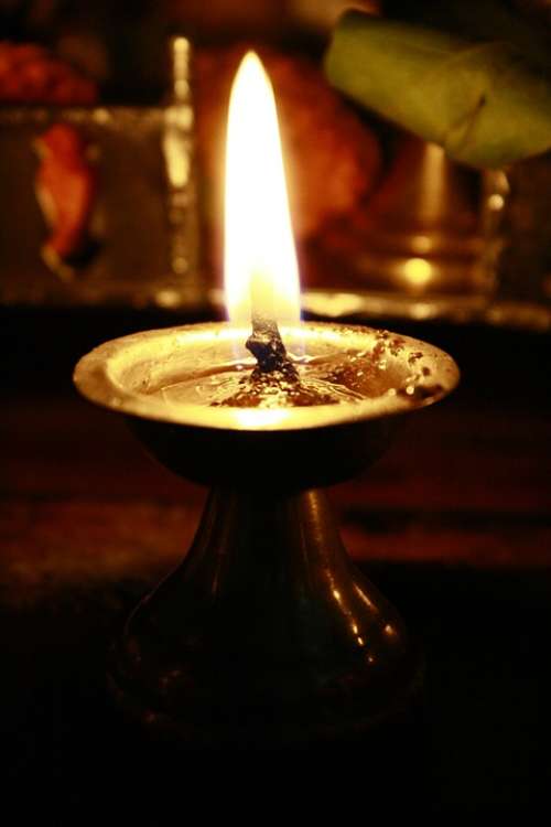 Oil Lamp Light Religious Tradition India Religion