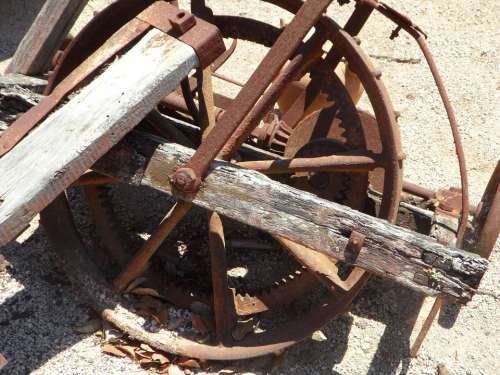 Old Wheel Part Rusted Rusty Metal Spokes