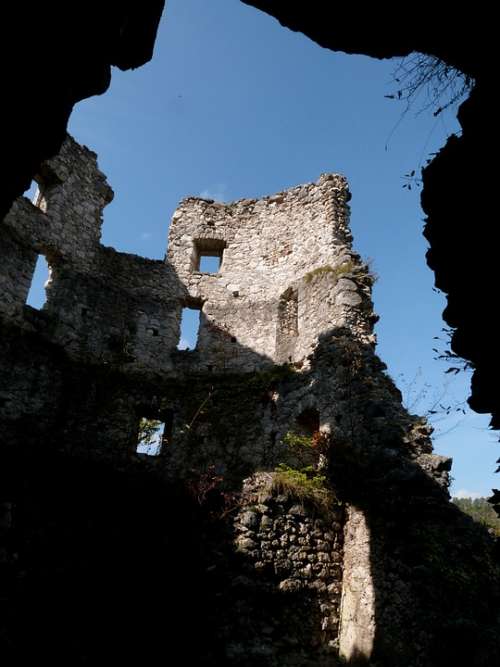 Old Town Tower Stone Construction Wall Shadow