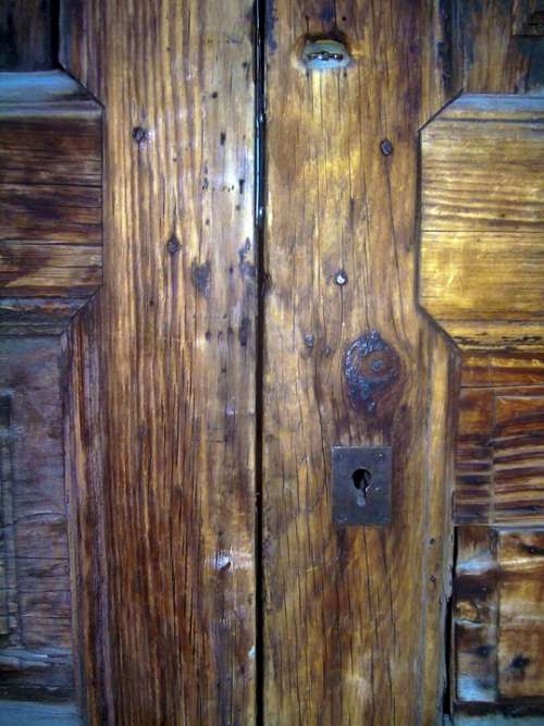 Old Door Elder Wood Time Lock People Loneliness
