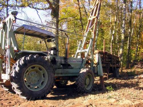 Old Tractor Logging Timber Forest Wood Clearance