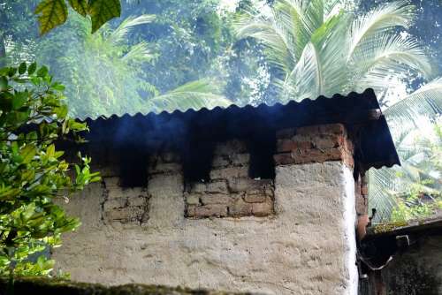 Old Village House Chimney Smoke Smoking