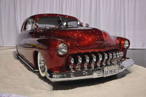 Oldtimer Car Vehicle Mercury 1950 1950 Red Chrome