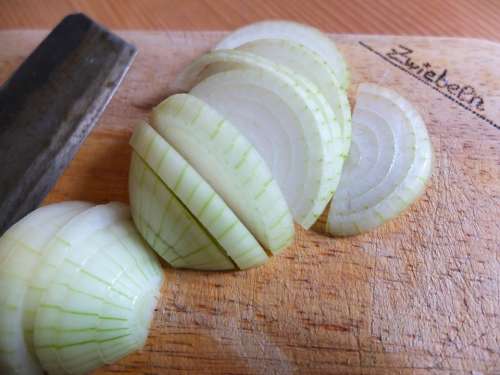 Onion Onion Rings Knife Cut Board Kitchen Cook