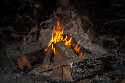 Open Fire Fire Wood Burn Blaze Flame Fireplace