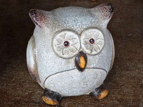 Owl Clay Figure Ceramic Eyes Animal