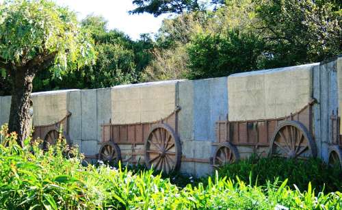 Ox Wagon Relief Depiction Wall Granite Laager