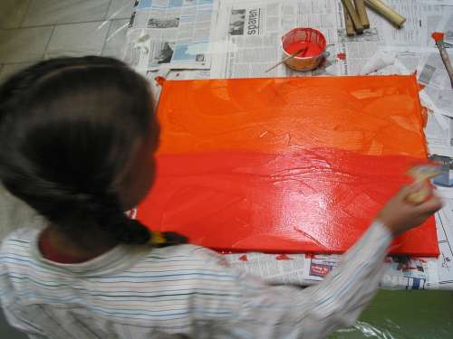 Paint Child Creative Art Color Painting Red