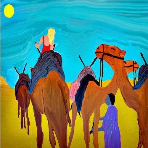 Painting Color Colorful Color Game Camels Desert