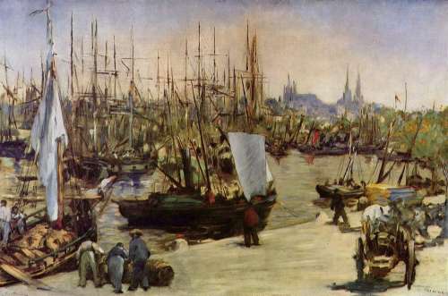 Painting Boats Port Bordeaux Edouard Manet 1871