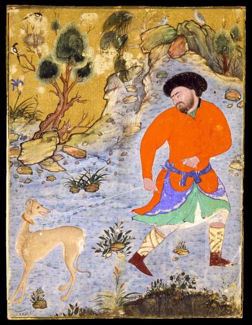 Painting Drawing Man Dog Saluki Islam