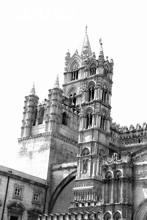 Palermo Monochrome Black And White Cathedral Church