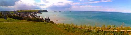 Panorama Arromanches Normandy Sea Ocean Nature