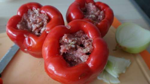 Paprika Red Fill Minced Meat Stuffed Peppers Onion