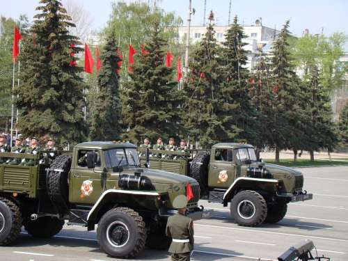 Parade Victory Day Samara Russia Area Zil 131