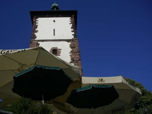 Parasol Sky Blue Tower Swabian Gate Tower Freiburg